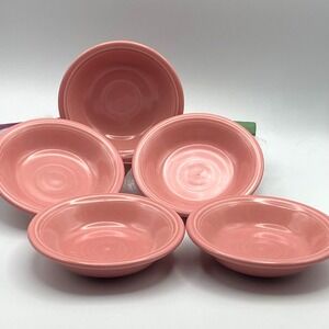 Vintage Fiesta‎ Ware H L Co Fruit Dessert Bowls Rose Pink Set of Five USA